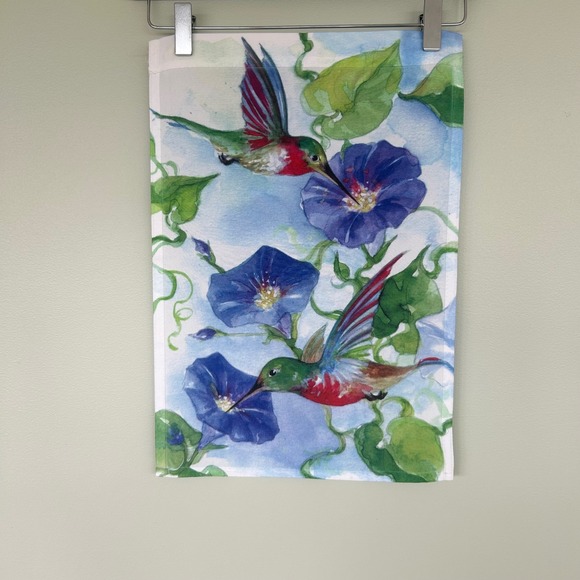 Sally Eckman Roberts Other - Sally Eckman Roberts Garden Flag Small 12x18 Blue Hummingbird Floral Decor